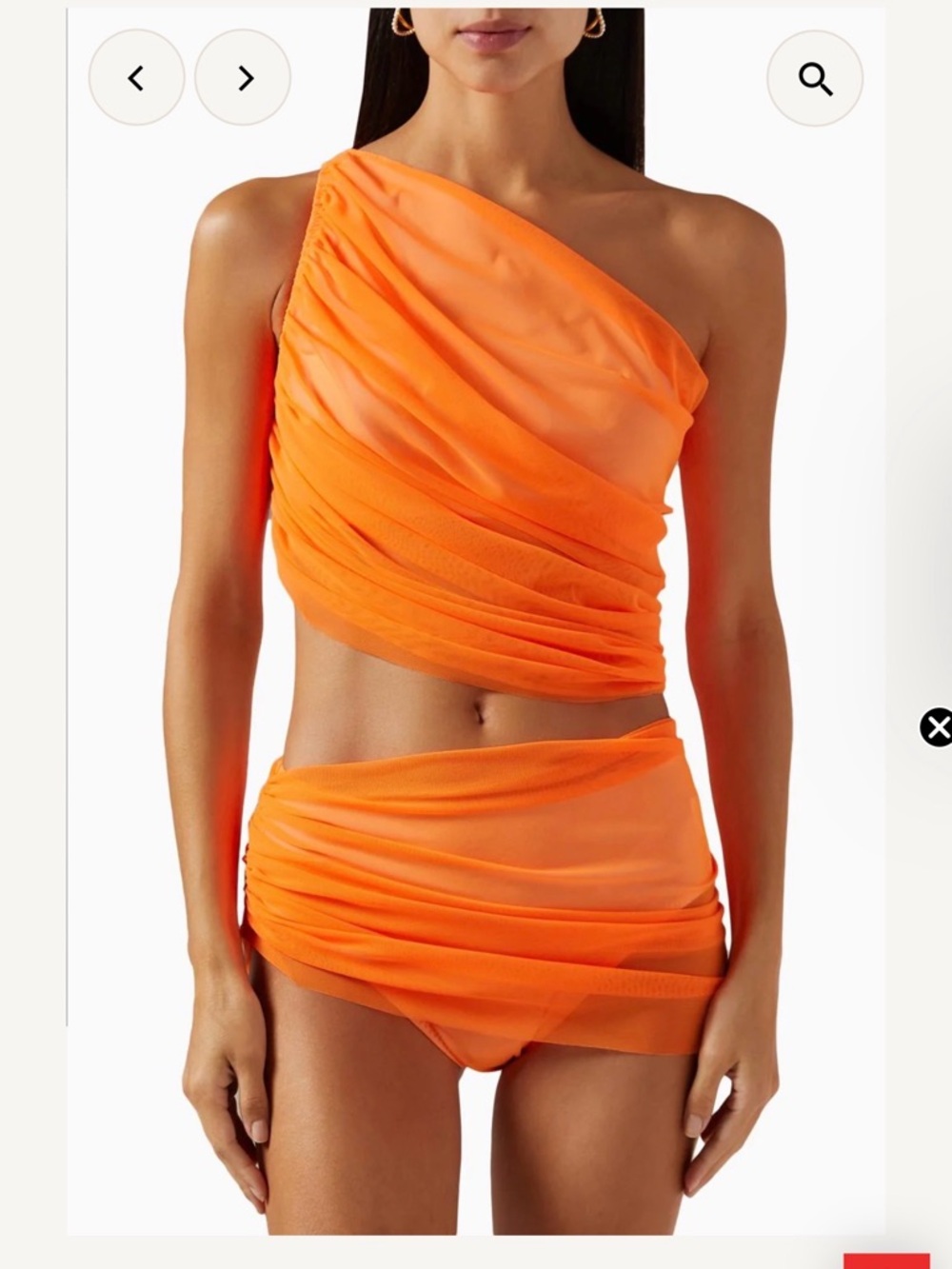 Norma Kamali Orange One-Shoulder Ruched Bikini Set - DANA Set NEW top & Botton